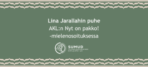 Lina Jarallahin puhe Aseistakieltäytyjä­liiton Nyt on pakko! -mielenosoituksessa